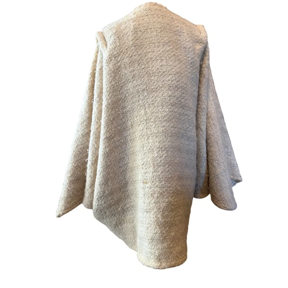 VTG The Scotch House Cream Wool Blend Dolman Cape Coat Open Front Heritage - Picture 3 of 9